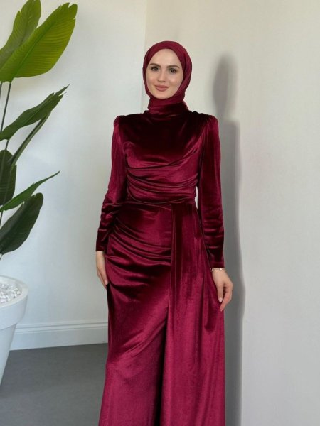 فستان مخمل سمكه برده